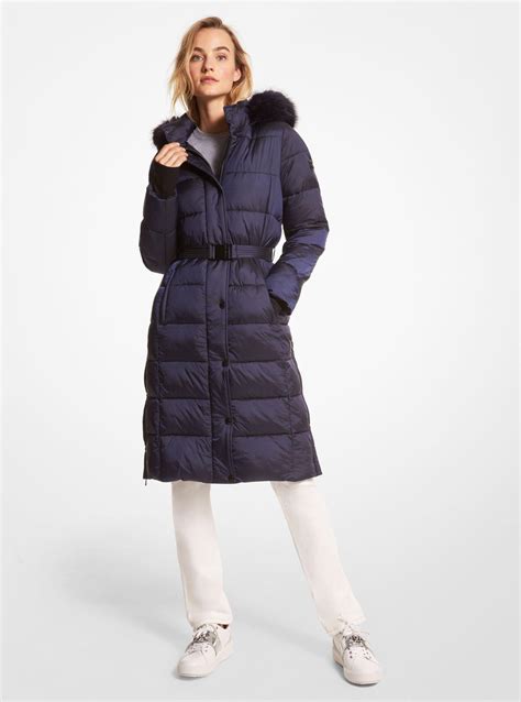 michael michael kors belted puffer coat|Michael Kors navy puffer coat.